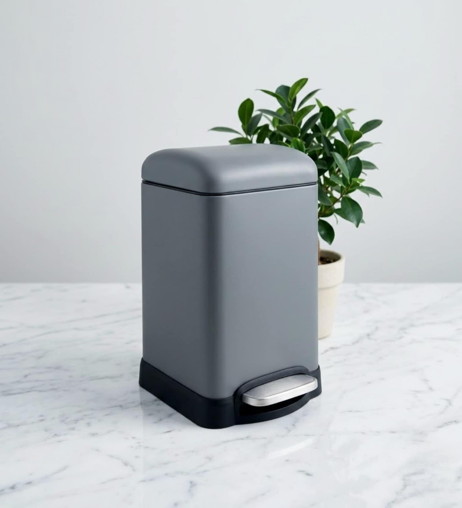 Grey Metal Vetro Trash Bin 6 Ltr