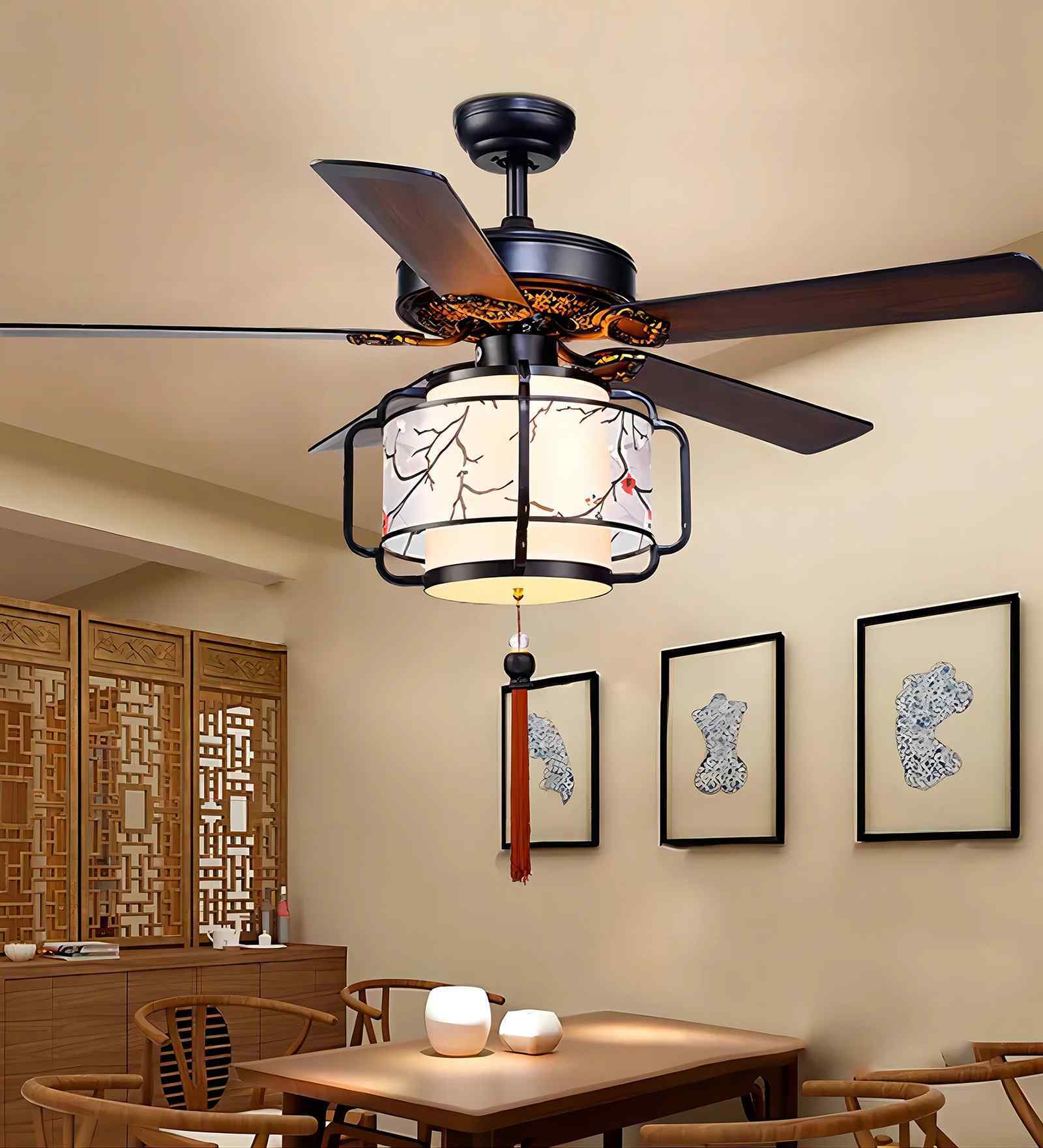 Veya Smart Fan Brown Metal + Glass , Google & Alexa Remote & App Control