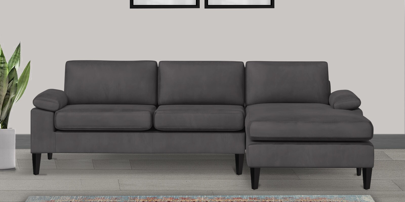 Buy Vegas Velvet LHS Sectional Sofa in Davy Grey Colour at 49 OFF by