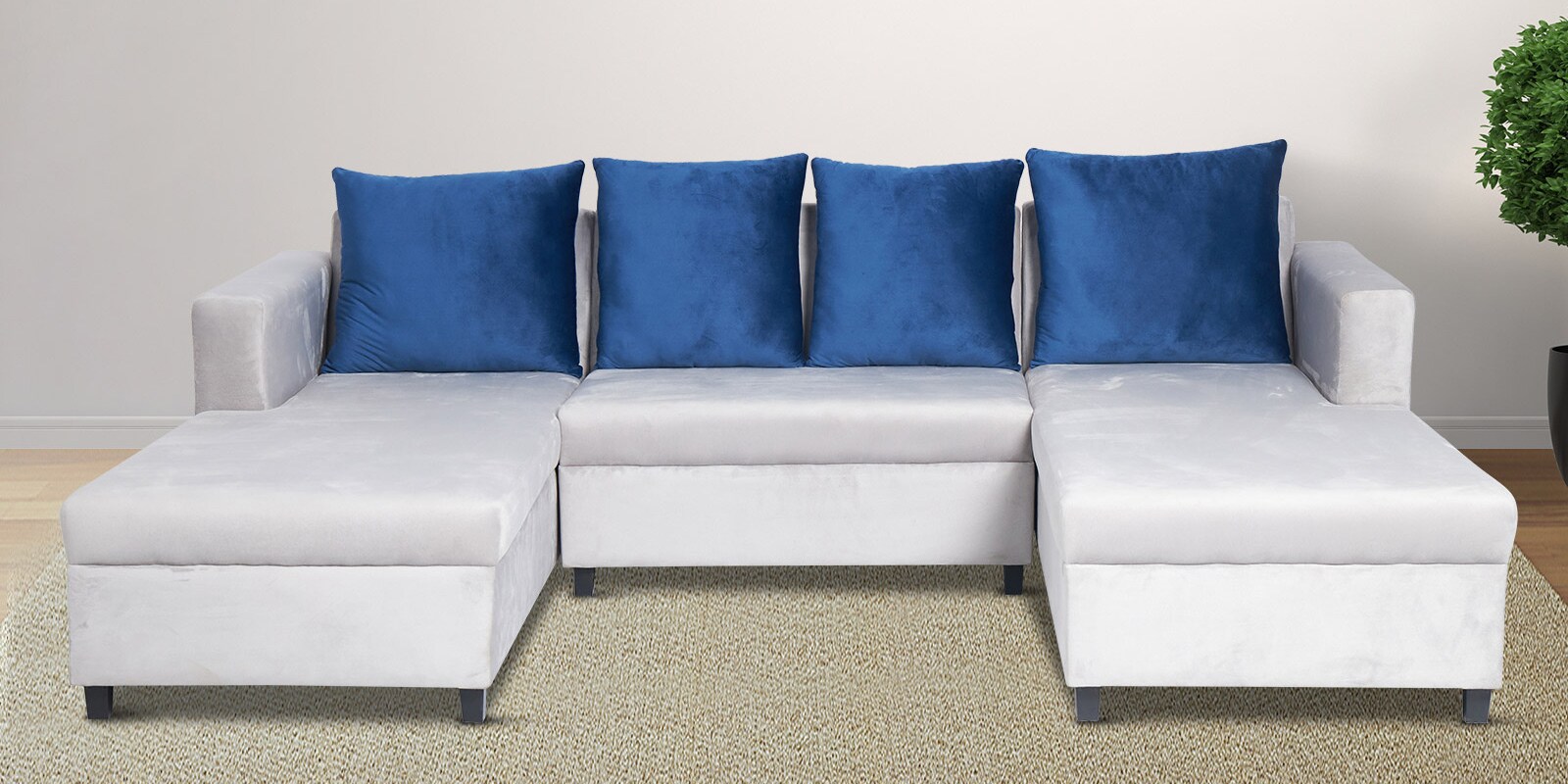 Venice Fabric Corner Sofa in Light Grey Colour in C Shape