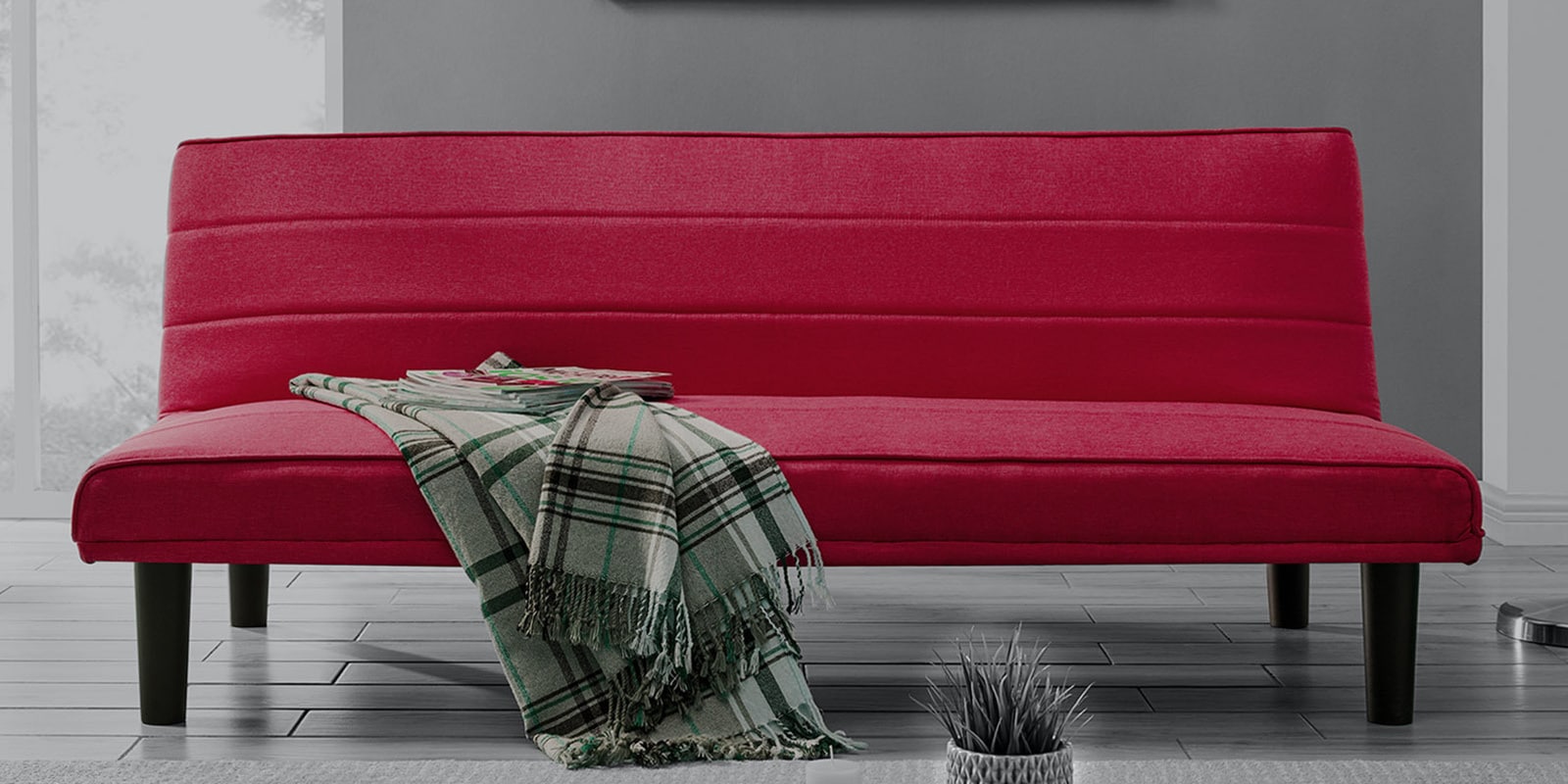 Buy Ventura Convertible Sofa Cum Bed in Red Colour at 26 OFF by Bantia