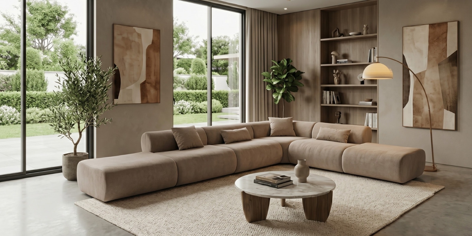 Verona Luxe Sectional Sofa In Beige Color