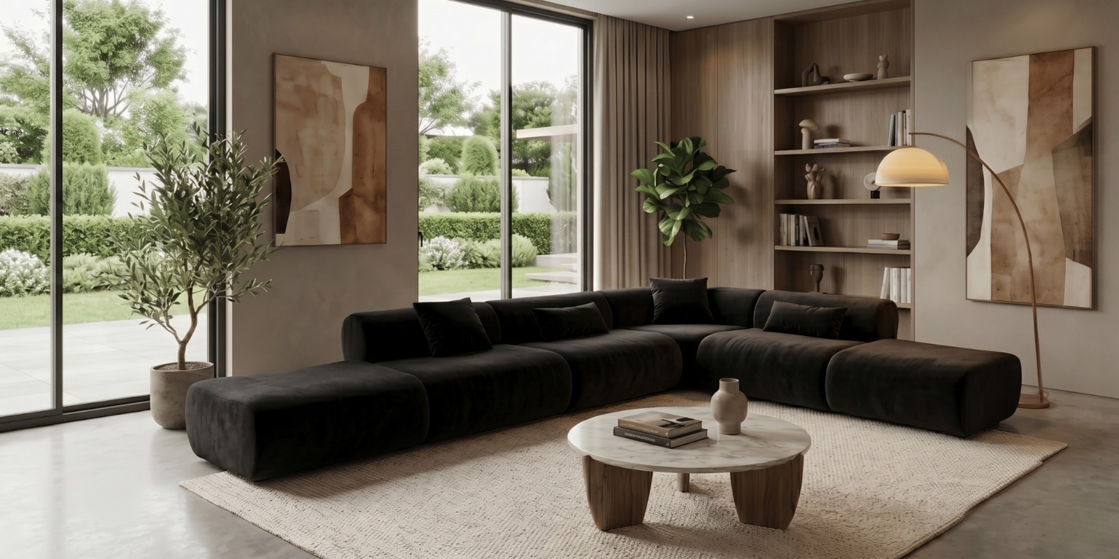 Verona Luxe Sectional Sofa In Black Color