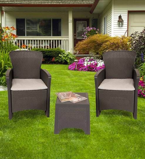 Buy Veblen Outdoor Bistro Set With Two Chair Table In Black