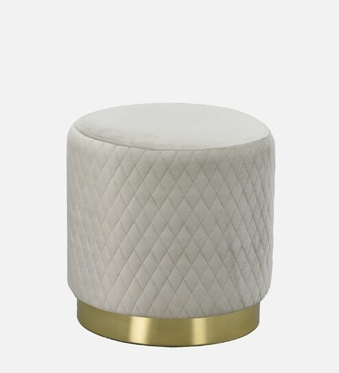 Vector Velvet Pouffe In Silver Color