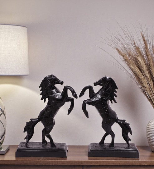 Black Diamond Horse Showpiece Set Of 2