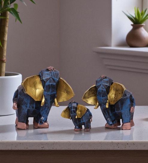 Abstract Elephantphant Family Showpiece Set Of 3