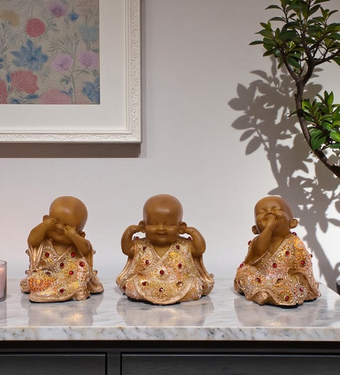 Yellow Small Monk Bacha Set Of 3