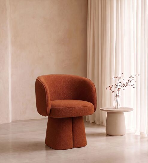 Veelric Sculpted Lounge Chair In Burnt Orange Colour