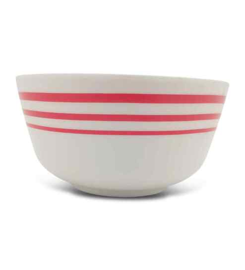 Veg Bowl Set -  3-Red Lines (4.0") , Stain Free, Glazed Finish, Pure Melamine ,6 Nos.