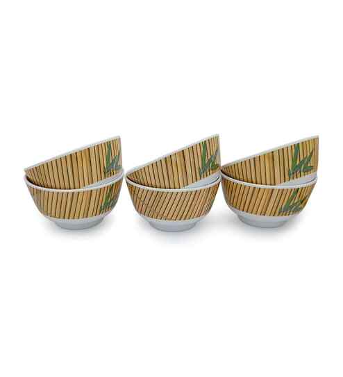 Veg Bowl Set - Bamboo (4.0") , Stain Free, Glazed Finish, Pure Melamine ,6 Nos.