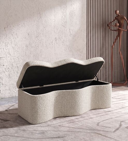 Velmora Wave Storage Bench In Grey Colour