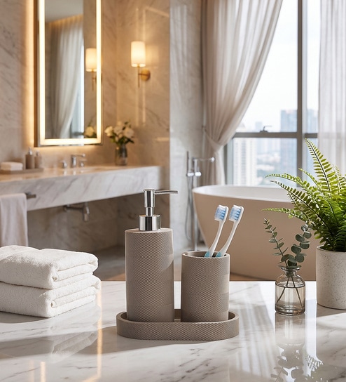 Linen Velora 3-Piece Decorative Bath Organizer Set