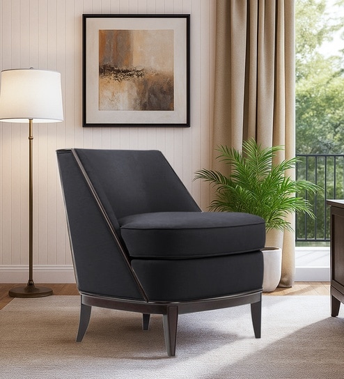 Velora Fabric Lounge Chair In Grey Color