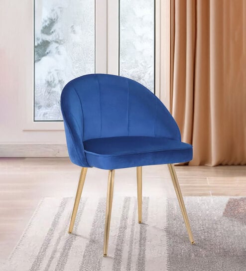 Velutinous Velvet Guest Chairs In Blue  Colour