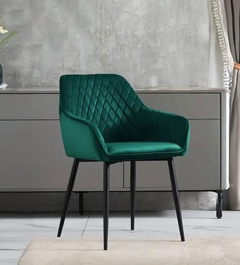 Velutinous Velvet Guest Chairs In Green  Colour