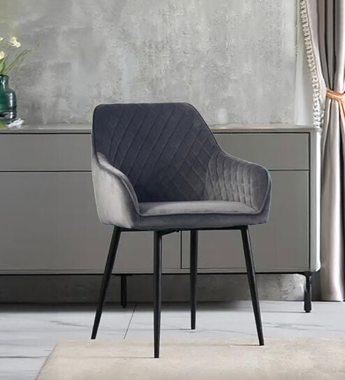 Velutinous Velvet Guest Chairs In Grey  Colour