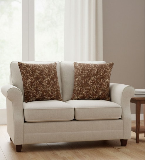 Brown Jacquard Glitter Printed 16X16 Inches 2Pcs Cushion Covers