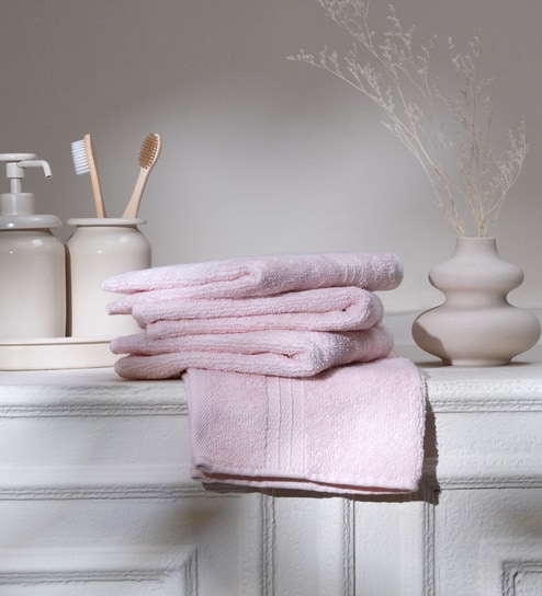 Velvet Rose 100% Organic Cotton Solid 550 GSM Face Towels Pack of 4