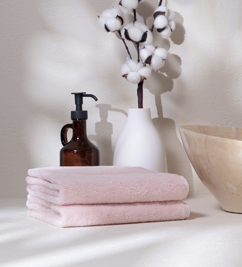 Velvet Rose 100% Organic Cotton Solid 550 GSM Hand Towels Pack of 2