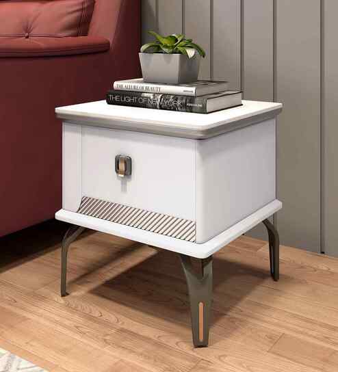 Venessa Bedside Table In White Finish