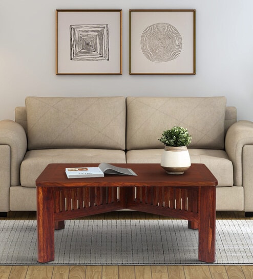 Venetia Sheesham Wood Coffee Table In Honey Oak Finish