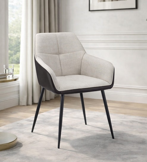 Venta Fabric Arm Chair In White And Black Color