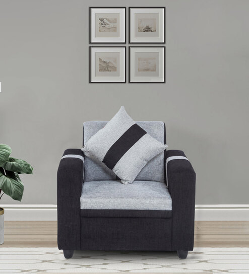 Ventura Fabric 1 Seater Sofa in Grey Colour