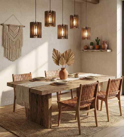 Ventus 5 Lights Brown Solid Wood Linear Chandelier Cluster Hanging Light