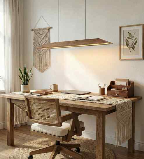 Venus 36 Brown Solid Wood Linear LED Hanging Light