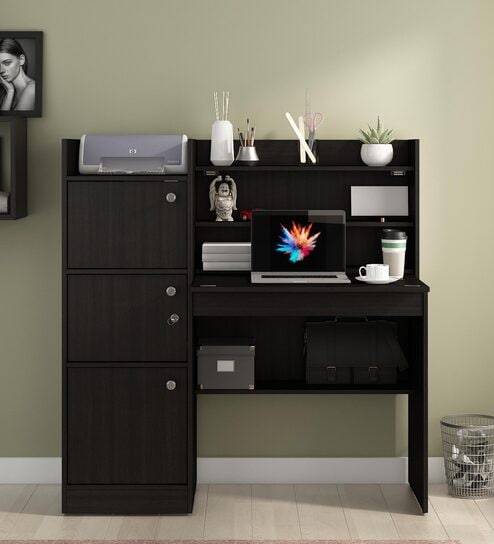 Venus Hutch Desk in Black Finish