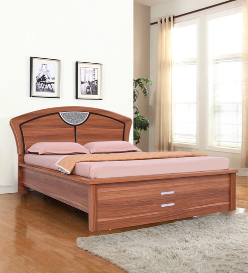 Verona King Size Bed With Storage In Brown color With Hydraulic Storage