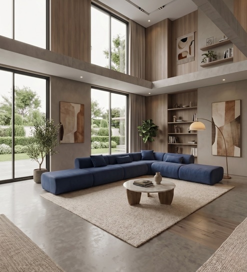 Verona Luxe Sectional Sofa In Blue Color