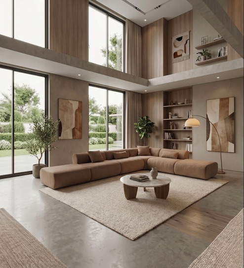 Verona Luxe Sectional Sofa In Light Brown Color