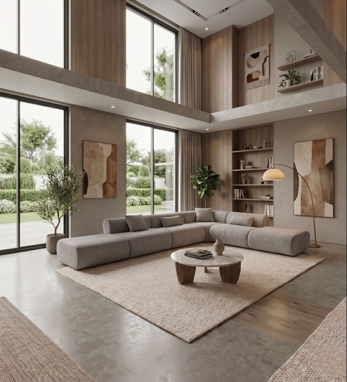 Verona Luxe Sectional Sofa In Light Grey Color