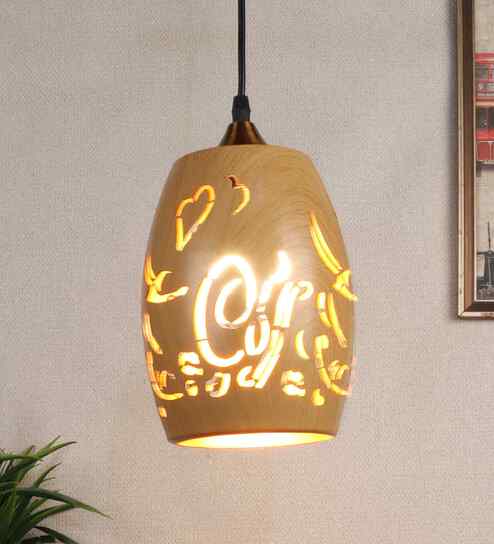 Verona Natural Wood Iron Hanging Light | E27 holder | without Bulb | Eliante by Jainsons Lights