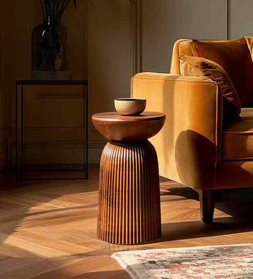 Verro End Tablein In New Teak Dark Finish