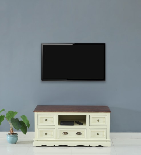 Versaille Solid Wood TV Console In Tulip Finish For TVs Up To 43"