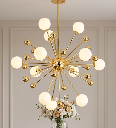 Versailles Gold Starburst 12-Light Chandelier for Living Room