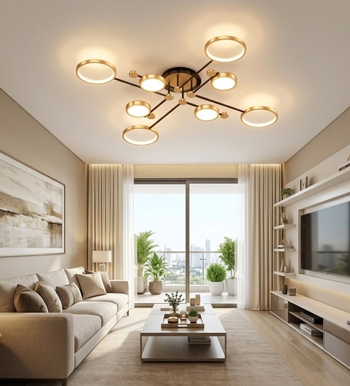 Versailles Orbit Black Gold LED Ceiling Chandelier Tri-Color Smart Light