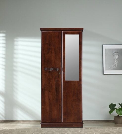 Vesper Solid Wood 2 Door Wardrobe in Brown Colour