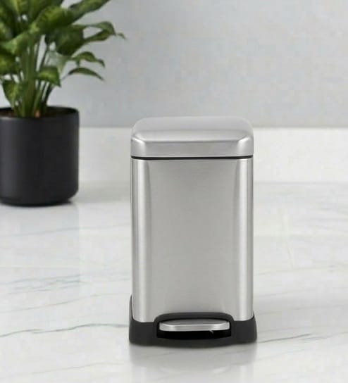 Silver Metal Vetro Trash Bin 6 Ltr