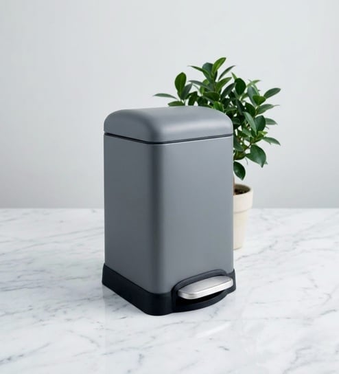 Grey Metal Vetro Trash Bin 6 Ltr
