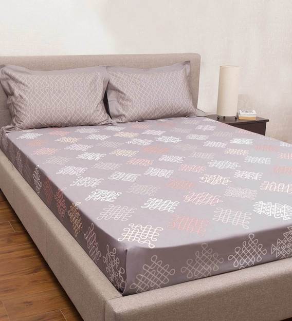 Buy Vellore 100 Cotton 300TC King Size Bedsheet with 2 Pillow Covers