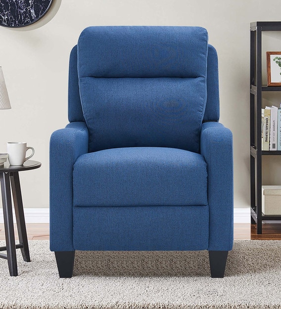 Buy Ventor Manual Pushback Recliner in Blue Colour by Bantia Furniture ...