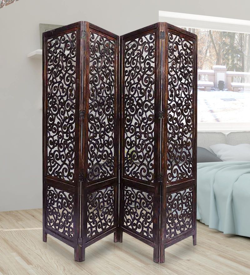 Buy Solid Wood Room Divider in Brown Colour by Wooden