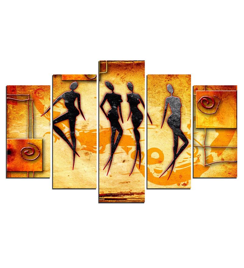 Buy Velvet Laminated Modern Art Set of 5 Wall Art Panels by Wens Online