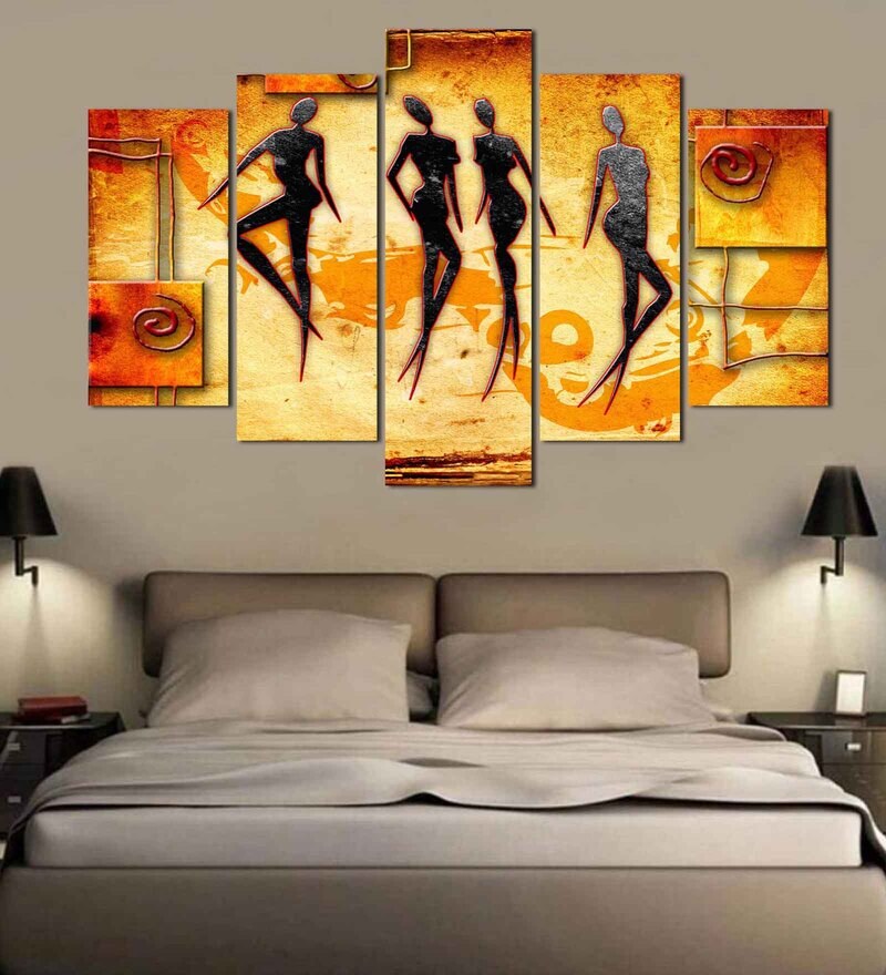 Buy Velvet Laminated Modern Art Set of 5 Wall Art Panels by Wens Online Abstract Art Panels