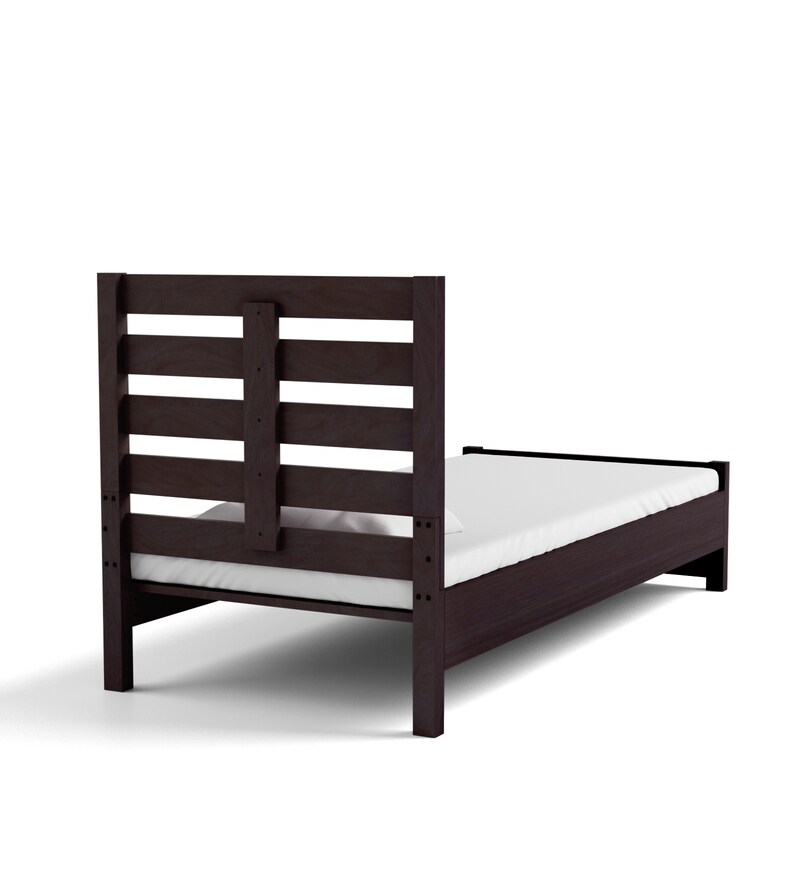 Buy Venus Single Bed with High Headboard in Brown Colour By Mintwud