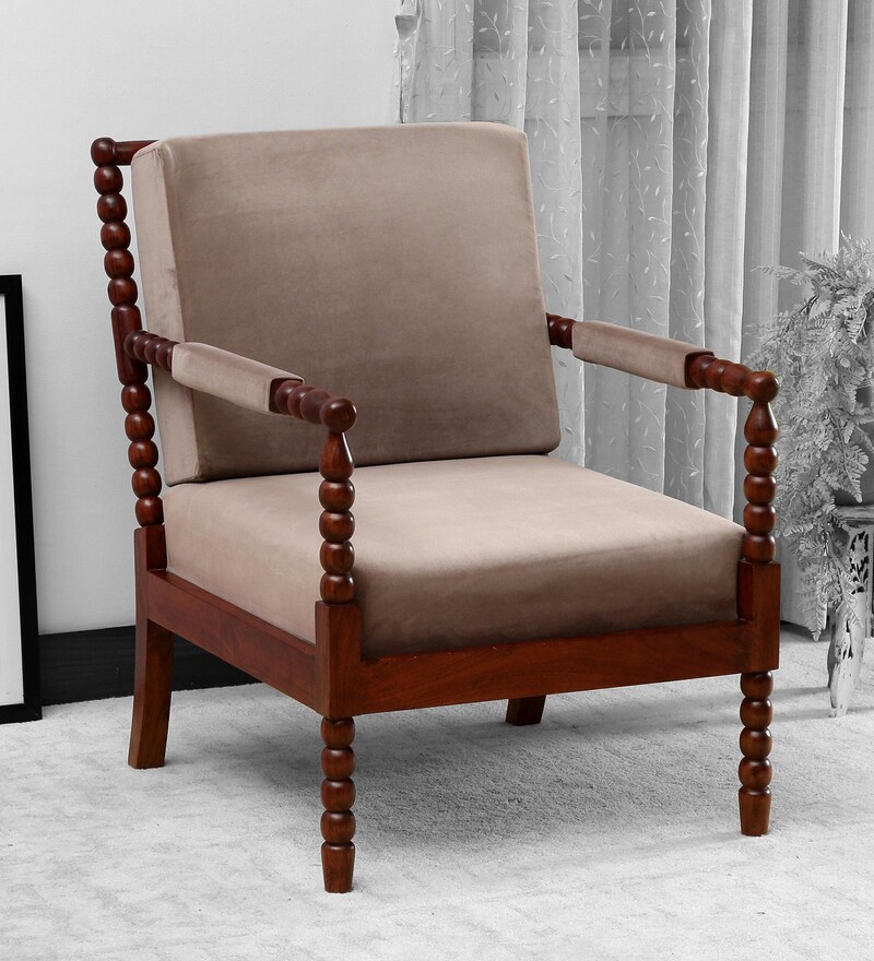 Buy Sloka Solid Wood Arm Chair In Honey Oak Finish Mudramark By